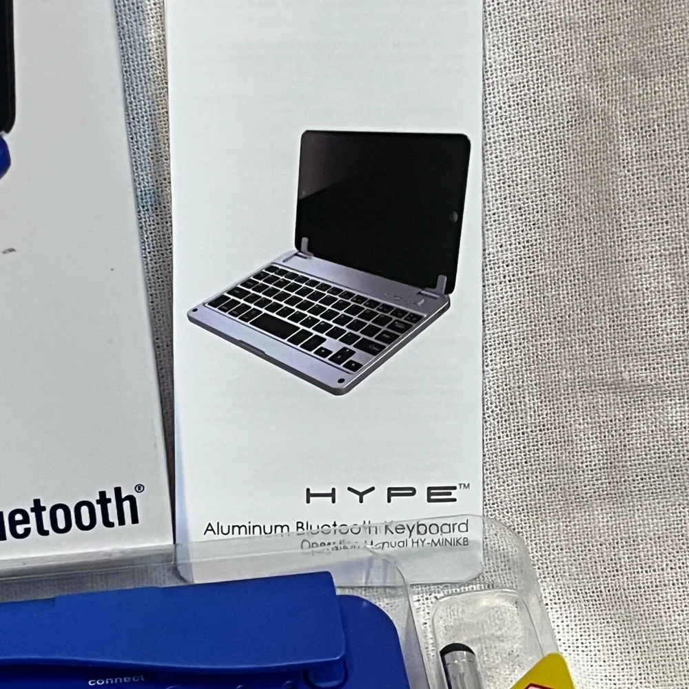 HYPE Blue Aluminum Bluetooth Keyboard Case and Stand Compatible with iPad Mini.